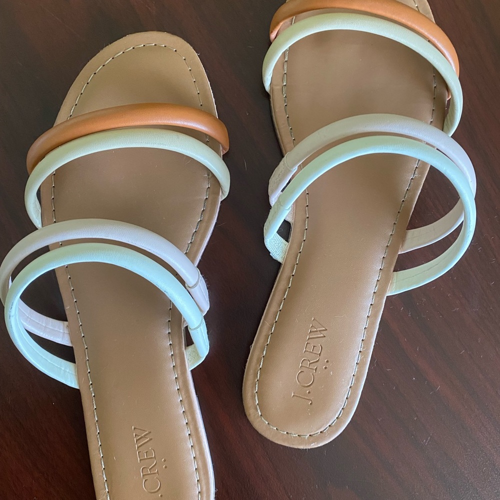 J Crew factory seaside strappy slide sandal neutral EUC - Picture 5 of 7